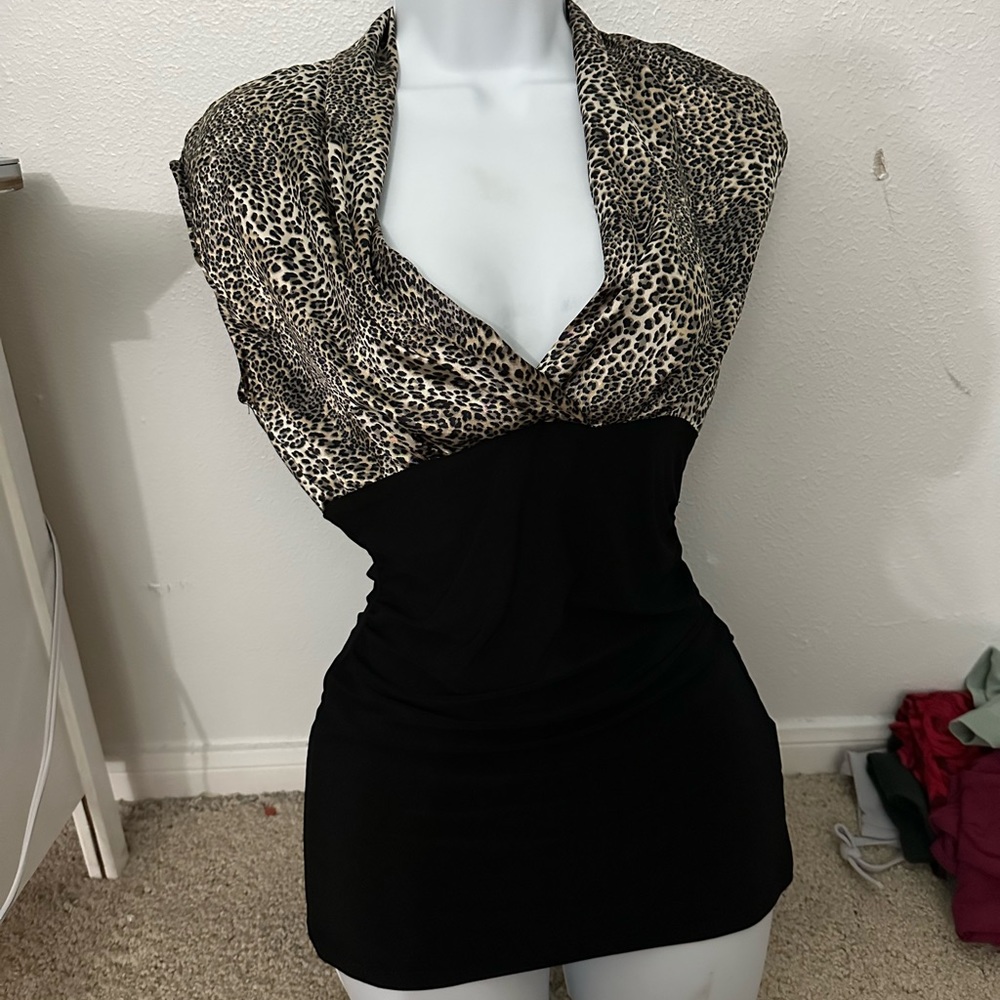 Leopard Print Black Women's Blouse